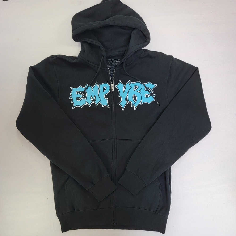 NEW Empyre Mens Black Graffiti Logo Zip Up Hoodie Sweatshirt Small